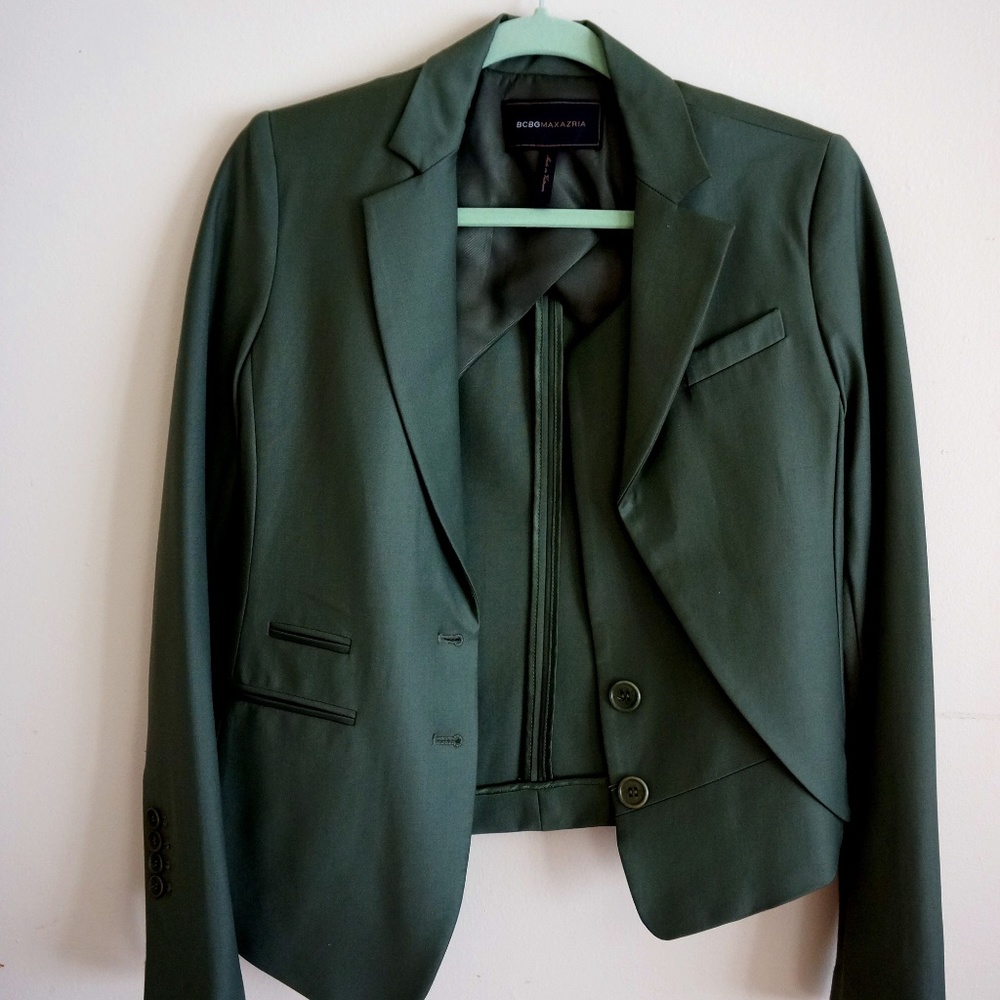 BCBGMaxAzria green asymmetrical blazer/jacket in S